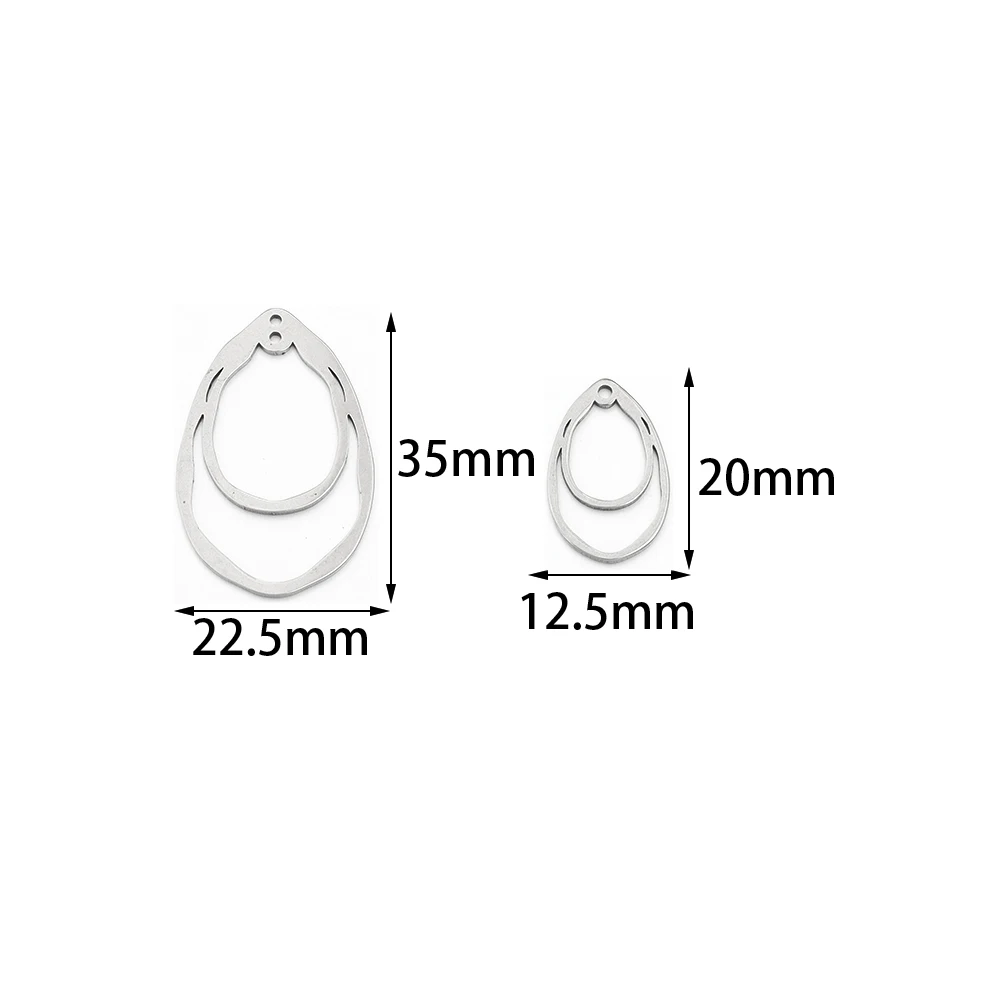 10 Stück/Set, Edelstahl-Anhänger in Tropfenform, hohle Ausführung, zum Basteln von Schmuck, für DIY-Halsketten, Ohrringe und andere Schmuckaccessoires. – Detail 1
