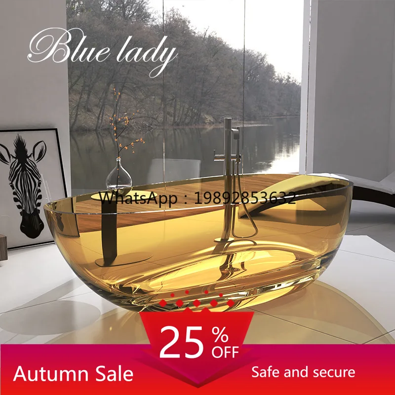 

LYY Transparent Resin Crystal Bathtub for Home Hotel Homestay Freestanding Bathtub Bulk Bathtub