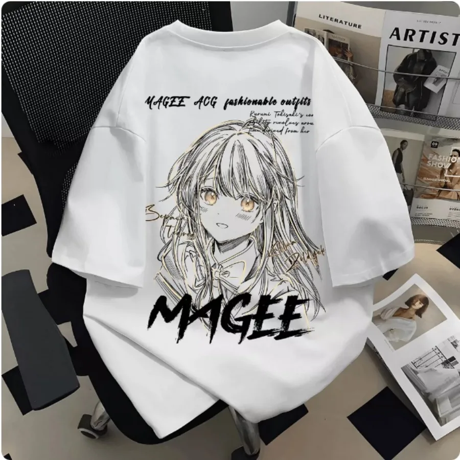 Anime The Angel Next Door Spoils Me Rotten Shiina Mahiru Print T Shirt Men's and Women's Fashion Trend Casual T-shirt