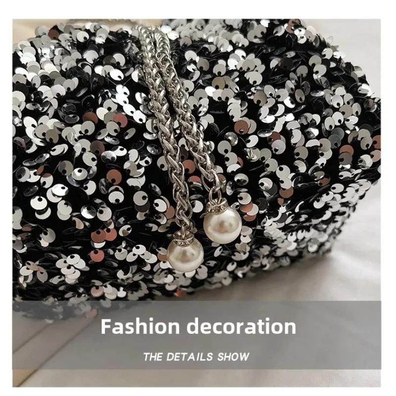 Crossbody Bags Sequin Women's New Korean Bucket Bag Bright Eyes Style Fashion Crossbody Dinner Single Shoulder Bags image 4