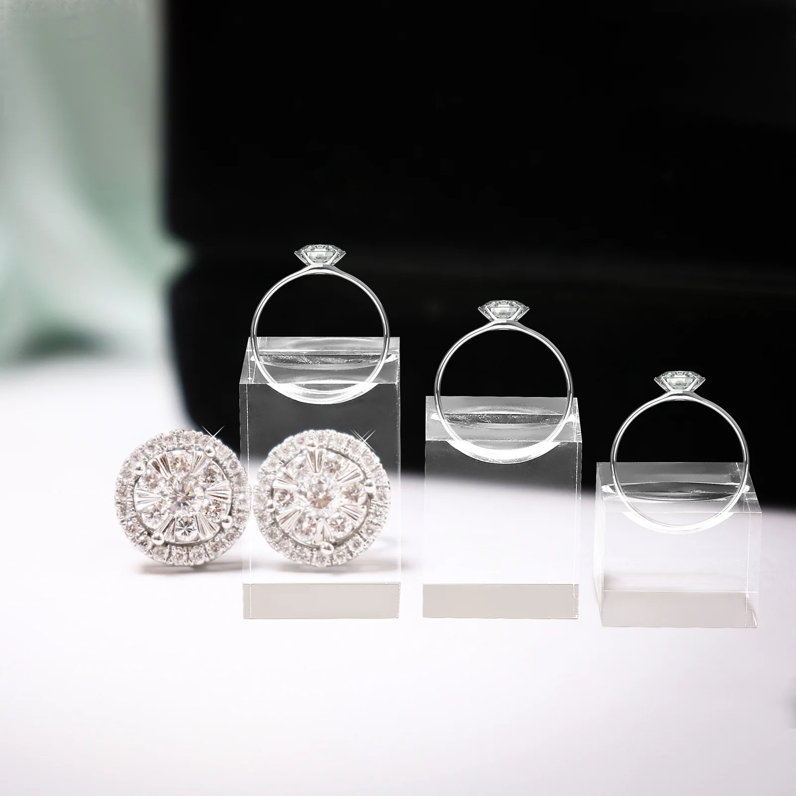 3 Pcs Showcase Jewelry Stand Transparent Holder Display Storage Decorative Ring