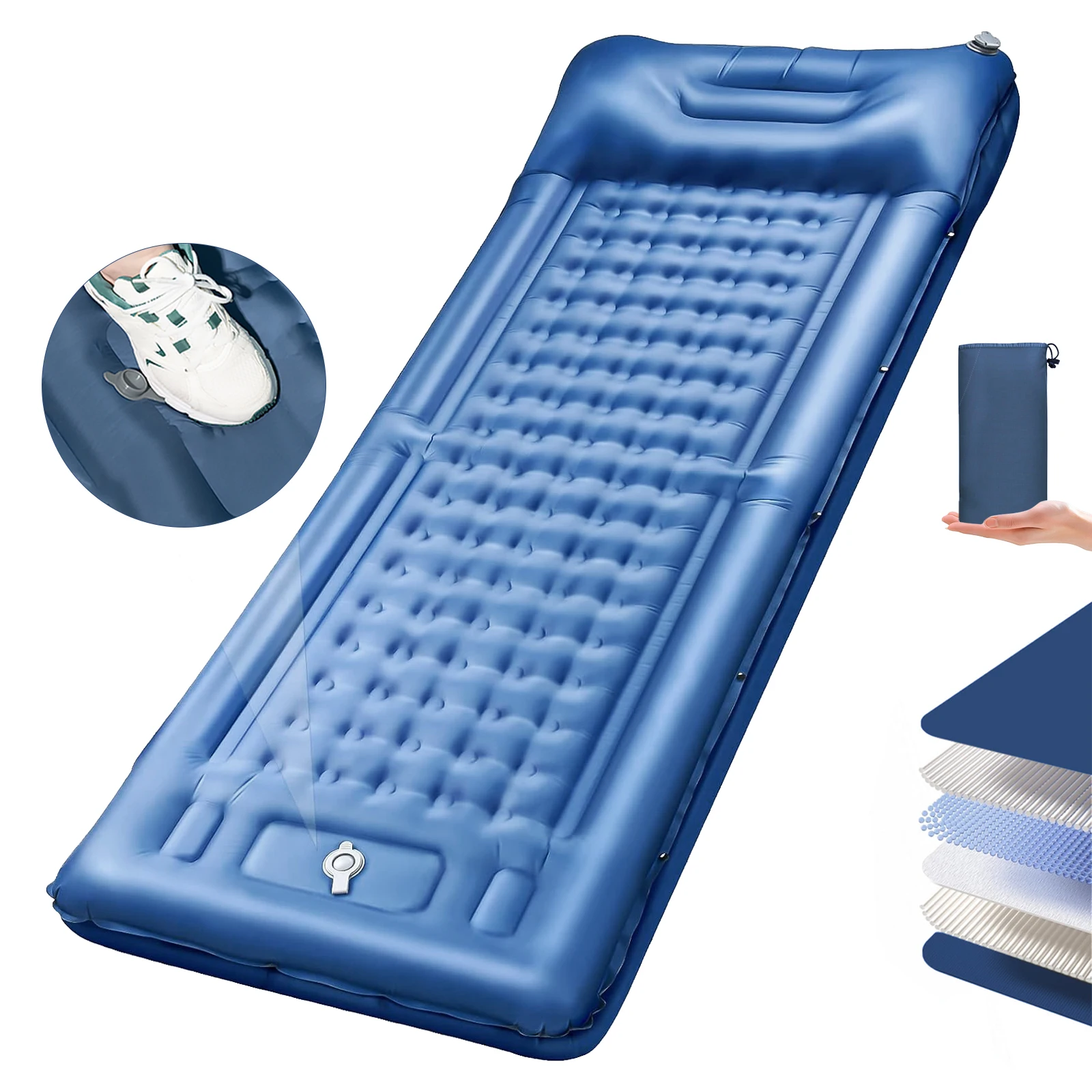 Aonhom Colchoneta para dormir para acampar, colchoneta para dormir inflable ultraligera con almohada para acampar, mochilero, senderismo, tienda de campaña
