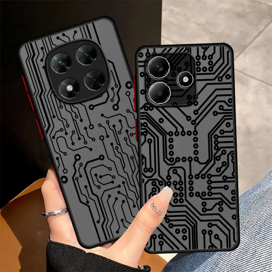 حافظة هاتف لهاتف Xiaomi Redmi Note 9s 11s 12S 10s 14 Pro 11 12 13 Pro Plus غطاء ناعم خط لوحة دوائر كهربائية