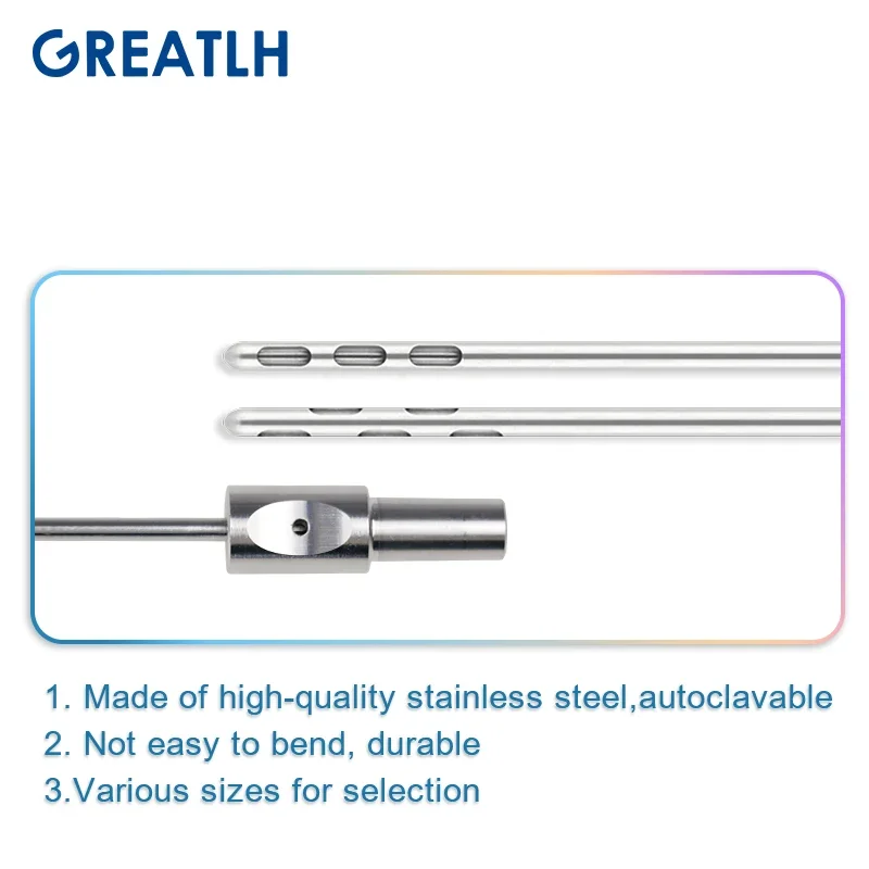 Liposuction Cannula for Fat Grafting S-shaped Holes Micro Cannula with In-line Handle Liposuction Surgery Instruments