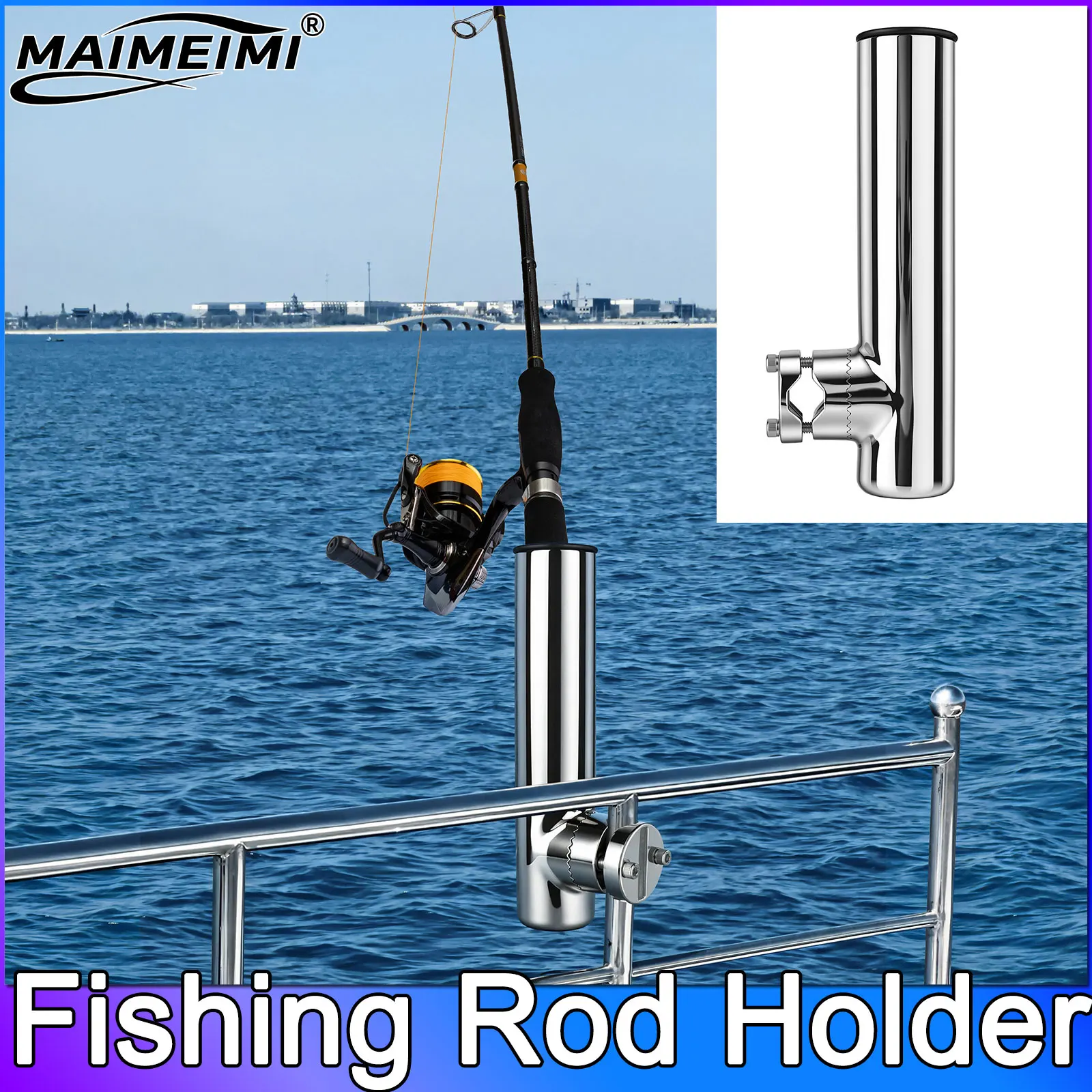 1pc Fishing Rod Holder Marine Stainless Steel Fishing Tackle Accessory Rotatable Rod Holder for 13-35mm Pipe