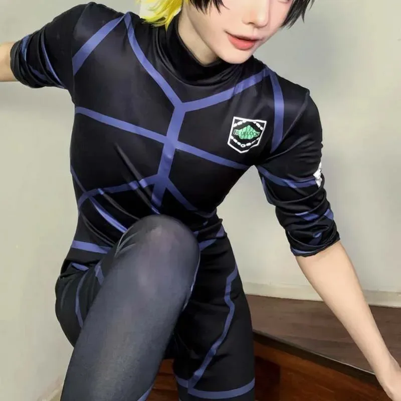 بدلة تدريب أنيمي BLUELOCK التأثيرية ناجي سيشيرو أزرق أسود لكرة القدم بذلة شعر مستعار أزياء حفلات الهالوين كرنفال