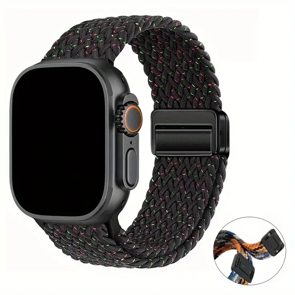 Para apple watch 11 10 46mm 42mm banda 9 8 7 45mm 41mm correa iwatch se 6 5 44mm 40mm ultra 3 2 49mm correa de cierre magnético trenzado