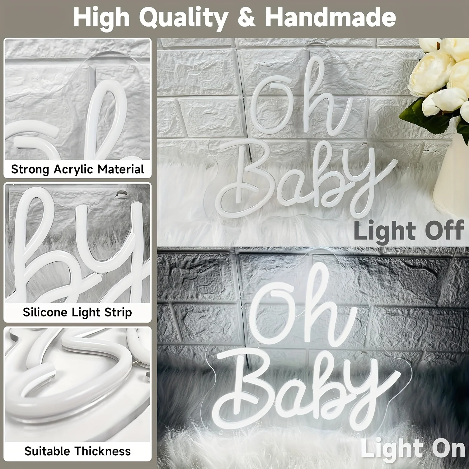 Oh Baby Neon Sign for Wall Decor,Led Signs, Baby Decoration Neon Lights for Party Family Wall Decor Cute Neon Signs Gift