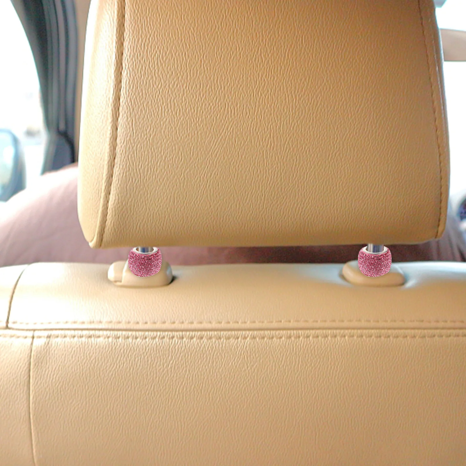 

2Pcs Car Headrest Rings Rhinestone Bling Collar Decor Car Interior Lightweight Easy Install Durable Front Back Seat