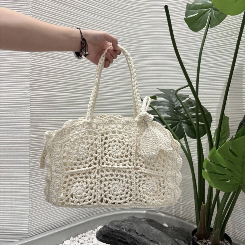 New in Polyester Hollow Underarm Shoulder Beach Le Petit Turismo Crochet Tote Bags for Women Luxury Designer Handbag Purses