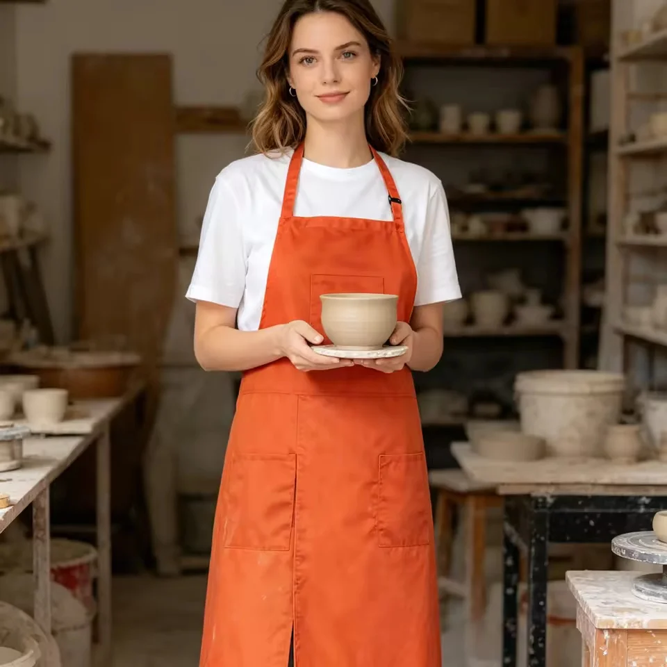 Split Leg Pottery Apron with Pocket DIY Ceramic Sculpture Mud-retaining Overalls Woodworking Anti-oil Anti-fouling