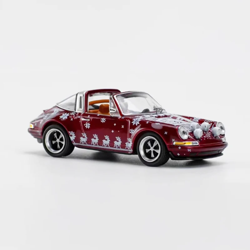 POPRACE 1/64 964 นักร้องTarga Christmas Edition 2023 รถรุ่นStaticคอลเลกชันตกแต่งคริสต์มาสของขวัญวันหยุดของเล่น