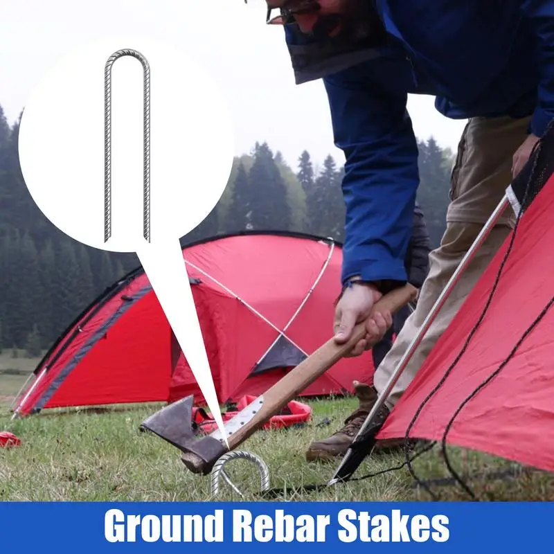 حصص حديد التسليح 12 بوصة أوتاد خيمة مع نهاية نقطة الإزميل 2 بوصة قطر 6X سلسلة ربط سياج المراسي لشكل الخرسانة المشهد #3