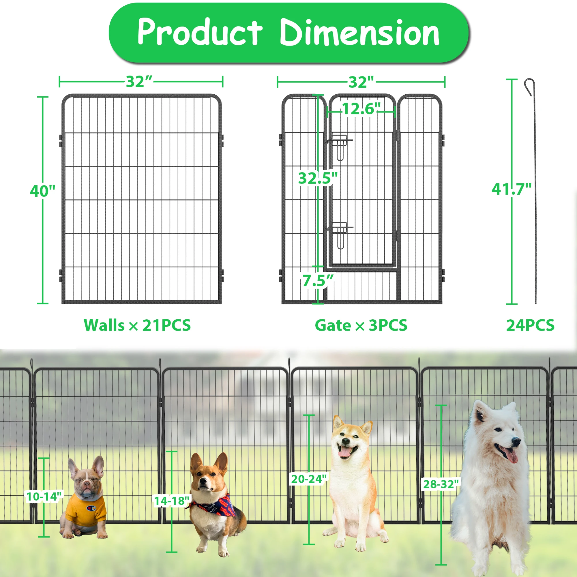 LZBEITEM Dog Playpen Outdoor, 8/16/24 Panels Dog Pen 40