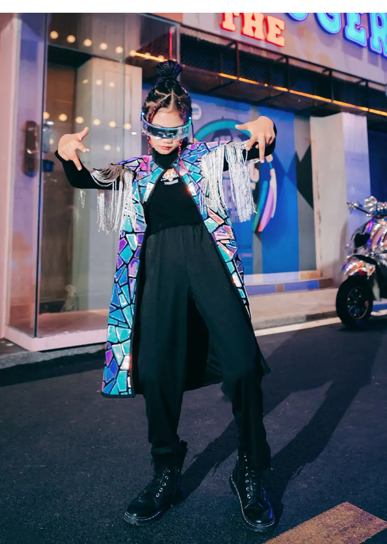 IOOTIANY Urban Dance Kostüm für Damen und Herren, Hip-Hop-Laufsteg-Performance-Kleidung, Modell-Mode, Jazz-Tänzer-Outfit für Kinder 2026 – Detail 14
