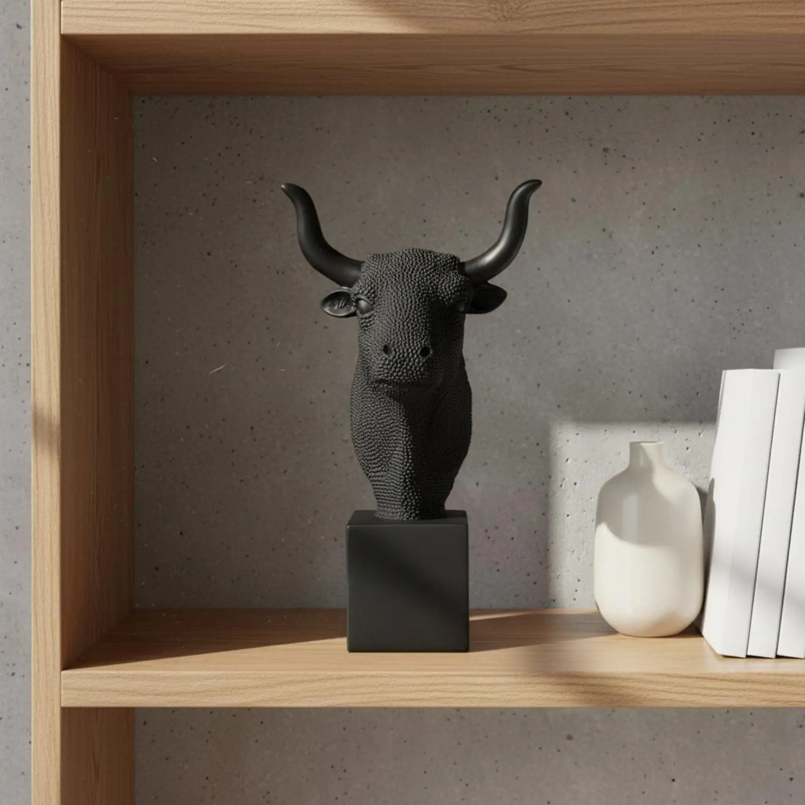 Bull Head Statue Ornament Bull Head Bust Elegant Symbol of Strength for Desk