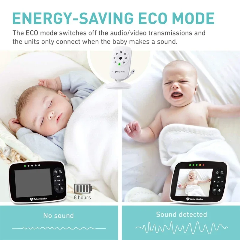 Audio,Temperature Sensor,ECO Mode,Lullabies Babystar 3.5 Wireless Baby Monitor, Night Vision Camera,Two Way Inch