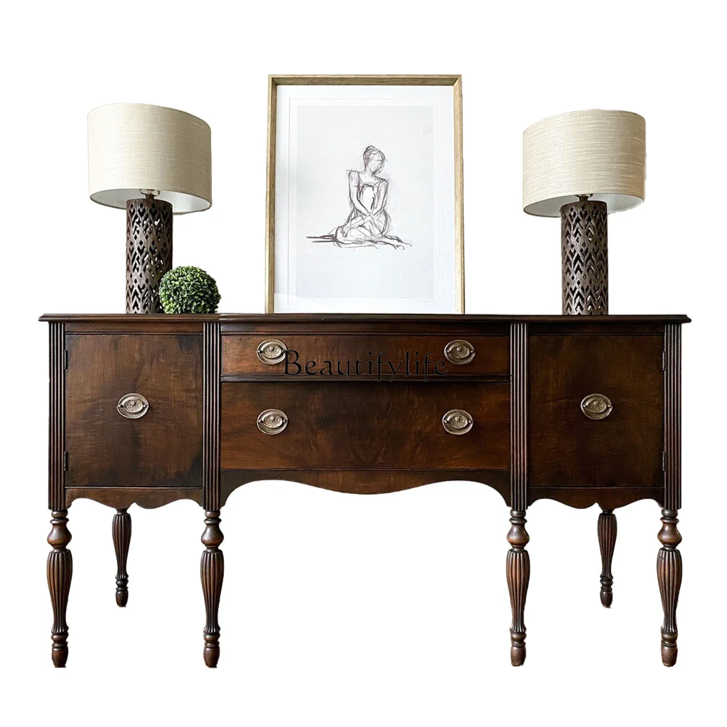 

Medieval Solid Wood Entrance Cabinet Villa Corridor Storage Storage Cabinet French Retro Locker