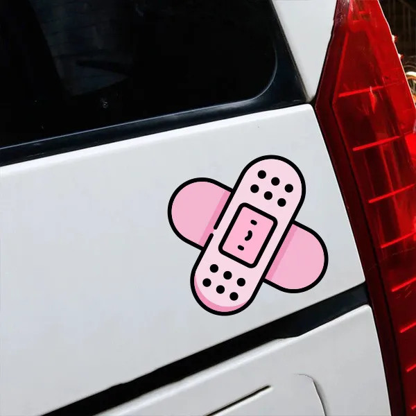 Cute Pink Cross Band Aid Hurt Car Stickers Truck Motor Bicycle Tape Laptop Vehicle Decal Graphics