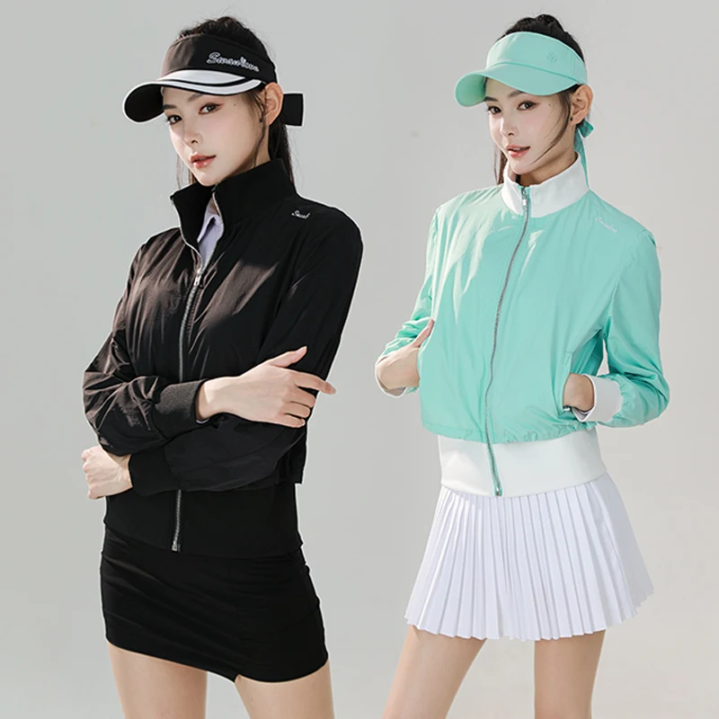 

SG Autumn Winter Woman Golf Coats Long Sleeve Thin Windbreaker Ladies Sports Tennis Zipper Stand Collar Jackets Female Golf Wear