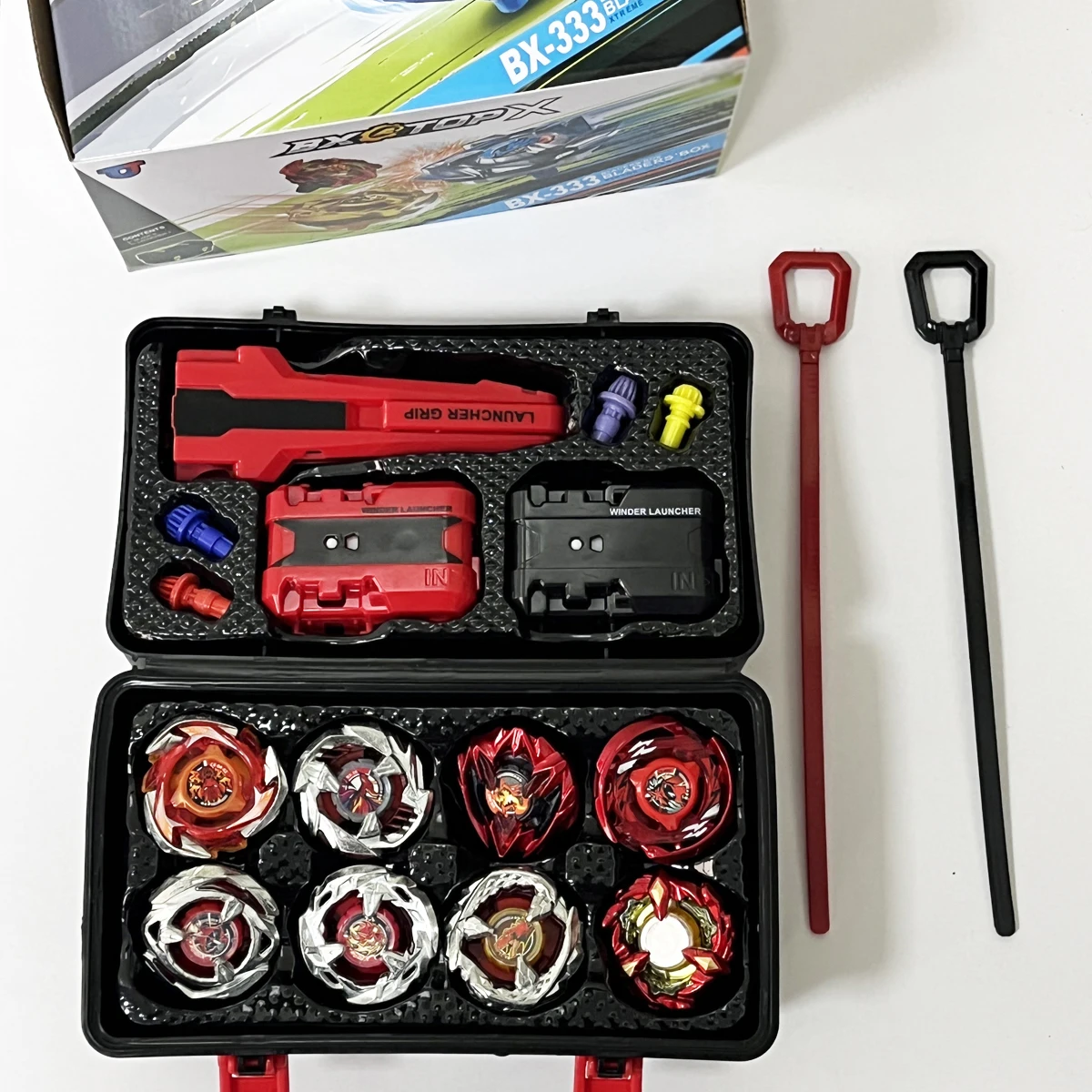 BEY X Booster Tops Set with Launcher Case Box Kit, Desk Metal Battle Gyro Game Fidget Spinning Toy