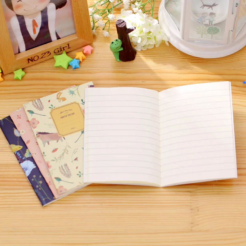 20Pcs Flower And Bird Binding  Notebook / Cartoon Mini Pocket Notepad Soft Copy Kindergarten  School Students Prize Gift