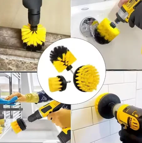 3PCS Electric Drill round Cleaning Brush Set High-Density Nylon Bristles for Carpet And Glass Cleaning Versatile Tool Kit