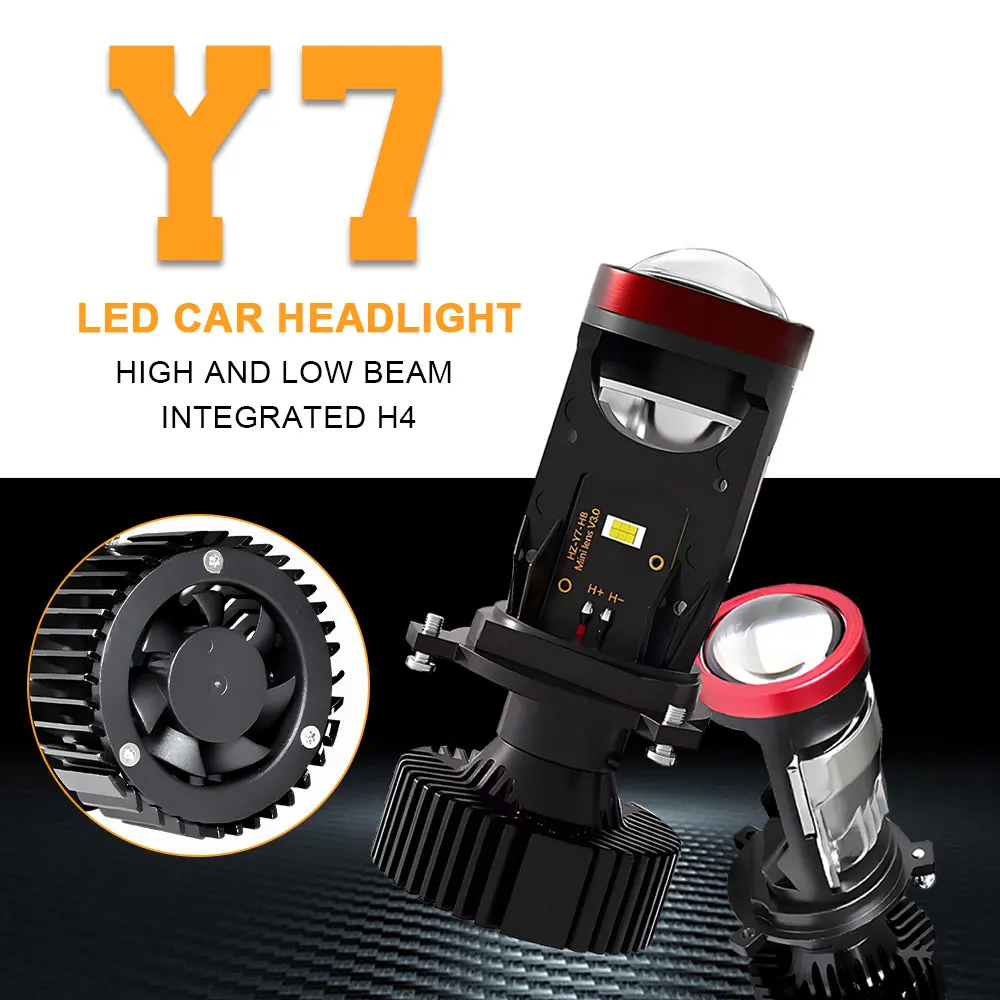 

Y7D H4 LED Headlights Bulbs High Power White Light 6000K H4 Mini Bi-LED Projector Lens For Car Moto Lighting