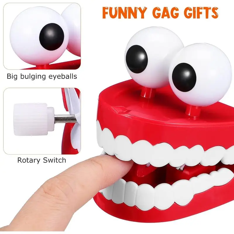 Novelty Wind‑up Shaking Big Teeth Toy, Funny Joke Prank Desktop Ornament, Creative Party Gift for Kids Adults