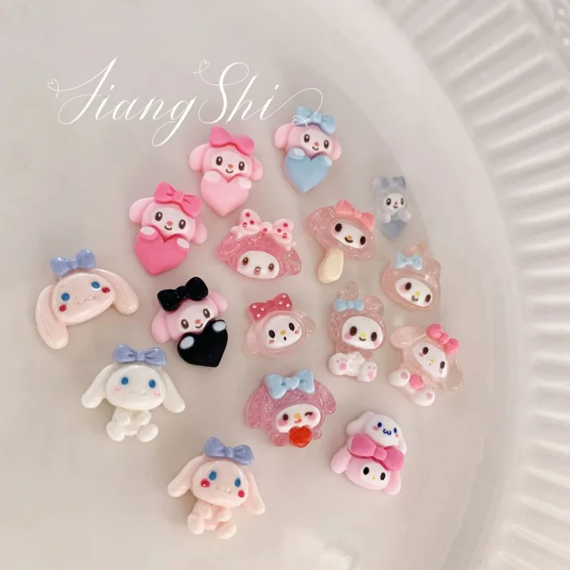 

20Pcs Sanrio My Melody Girly Heart Nail Art Accessories Sweet and Lovely Stereoscopic Nail Decoration Cute Things for Girls