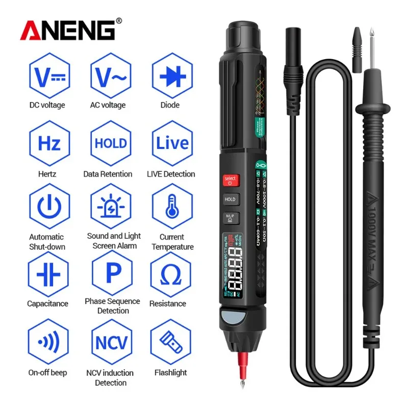 

ANENG A3008/A3007 Multimeter Test Pen Auto Intelligent Sensor 6000 Counts Electrical AC/DC Voltage NonContact Tester Pencil