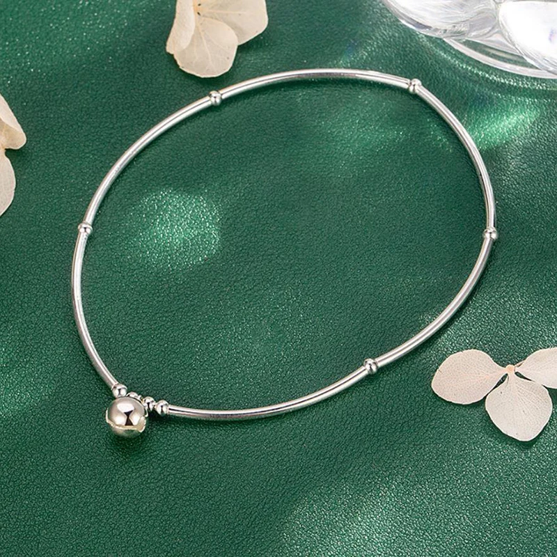 Simple Round Bead Bell Curved Tube Anklet 2026 New Style Exquisite Anklets For Women Elastic Rope Jewelry KOFSAC