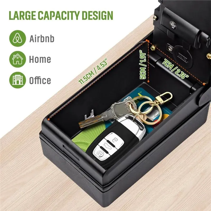 【HOME TOOLS】Password Key Box Wall Mounted Lock Storage Box With Led Light Waterproof Cover Large Capacity High Security Key Box