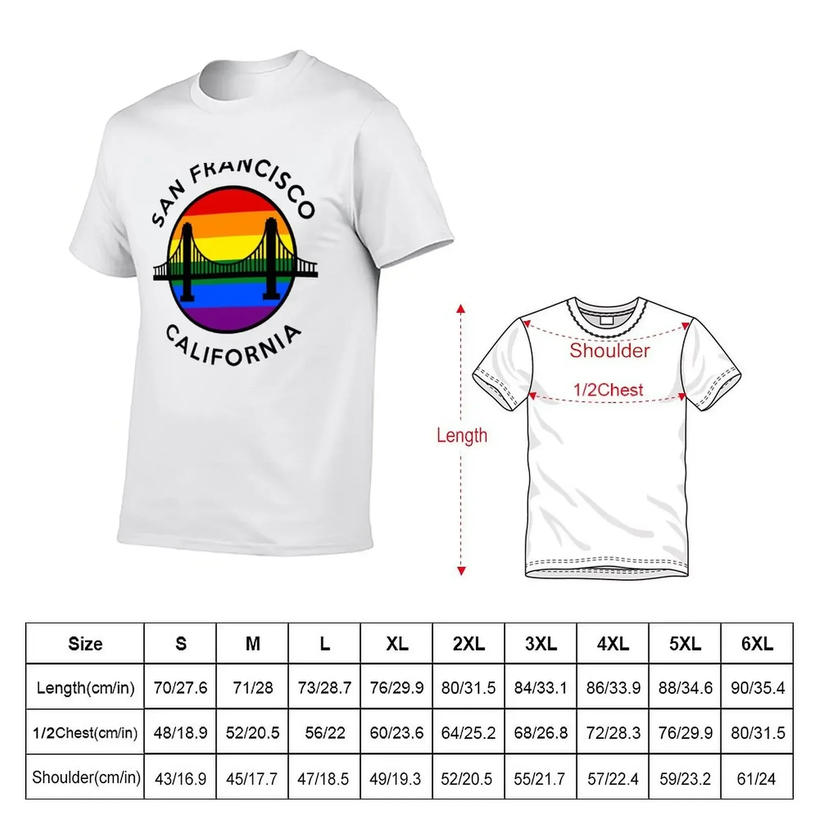 GOLDEN GATE - RAINBOW ROUND SF CA - D2BLACK T-Shirt customs design your own anime figures heavy weight t shirts for men