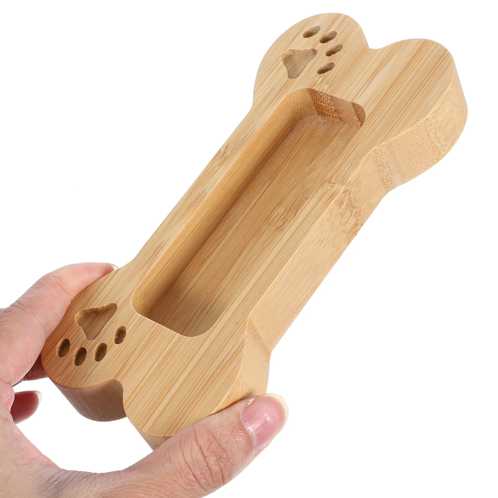 1개 창의적인 개뼈 모양 명함 홀더 대나무 카드 케이스 사무실용 만화 모양 명함 보관함 정리함