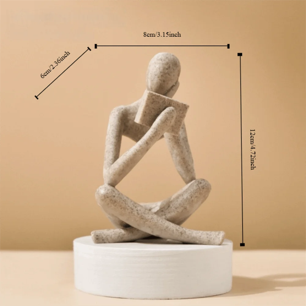 Black Modern The Thinker Statue Nordic Style Bookshelf Reading Sculpture Abstract Art Deco Resin Figurine Ornaments Home Decor