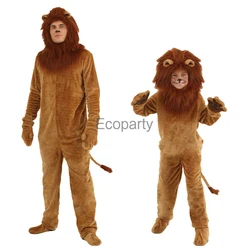 Adult Kids Lion King Costume Unisex Halloween Carnival Party Cute Furry Lion Cosplay Jumpsuits Gloves Foot Cover Suit For kids