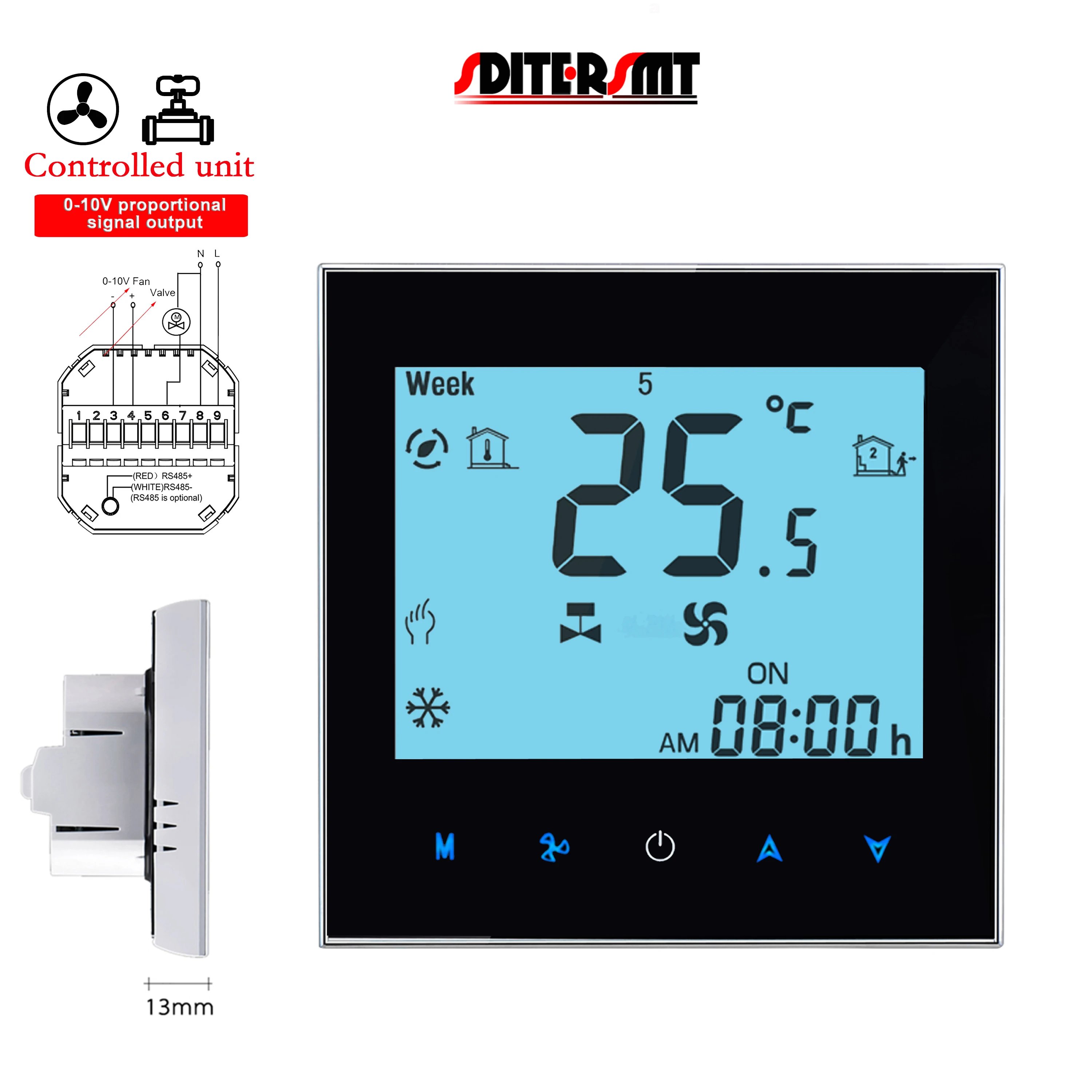 TUYA WIFI/RS485&MODBUS Protocolo Air Conditioner Thermostat Control for Analog  0-10V Fan/Switch NO Work 24V 120V 220V