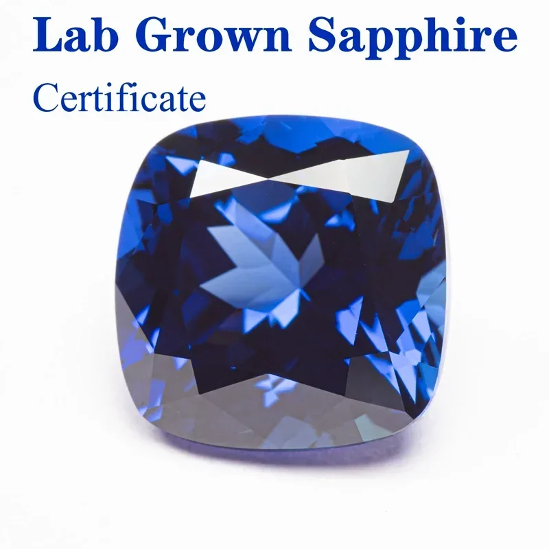 

Lab Grown Sapphire Square pillow Blue Color VVS1 Selectable AGL Certificate Gemstone Charms beads Diy Jewelry Making Materials