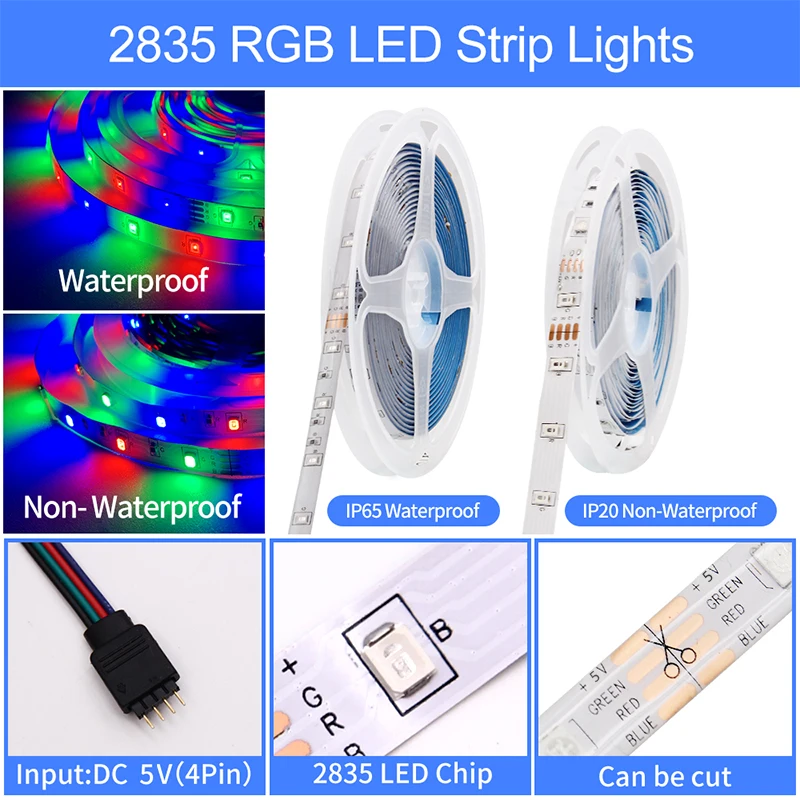 5V USB Led Strip Lights RGB 5050 Multi Color Bluetooth Remote Control strips Light per TV retroilluminazione Decor Room lampade Decorative