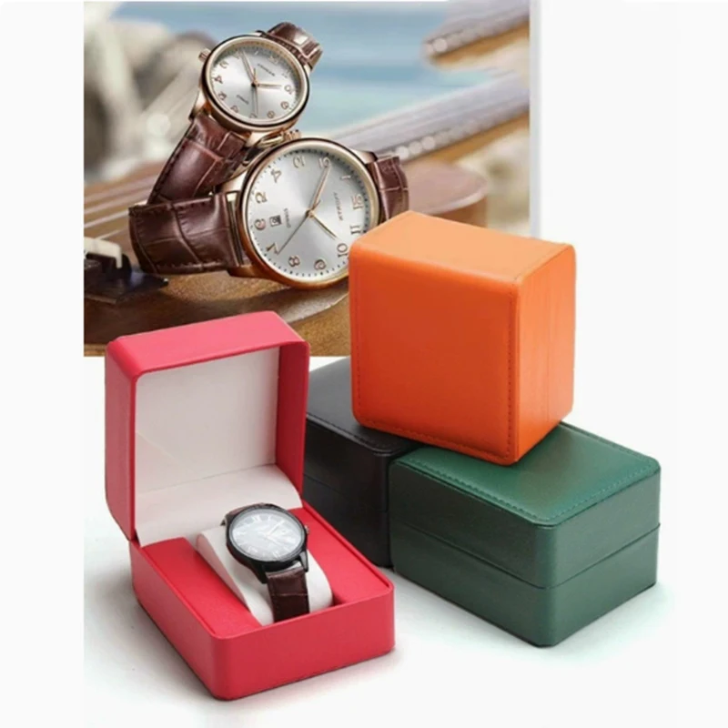 Round-corner PU Leather Pull-string Watch Box with Flip Cover - Convenient Display and Storage for The Watch Box