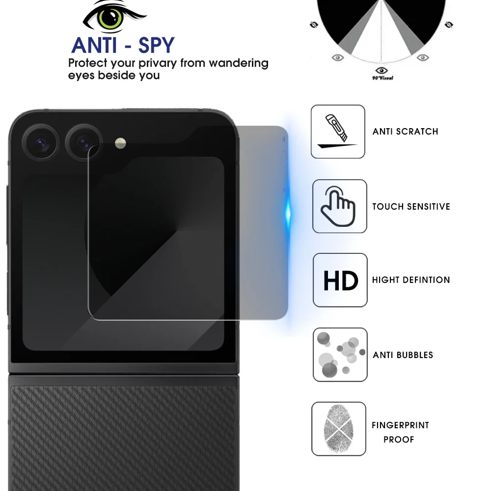 Privacy Anti-Spy Back Camera Len + External 9H Tempered Glass For Samsung Galaxy Z Flip 6 Flip6 5G Screen Protector Lens Film