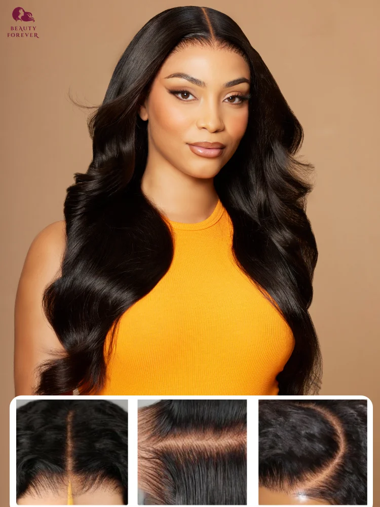 Beautyforever 3D Body Wave Glueless Lace Front Human Hair Wig Bye Bye Knots Brazilian Pre Cut HD Lace Front Wig Virgin Hair