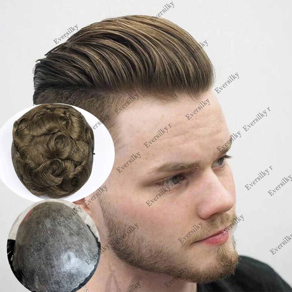 

Light Brown Men Toupee Hairpieces 100% European Virgin Human Hair Durable Thin Skin Full Pu Base Male Hair Capillary Prosthesis