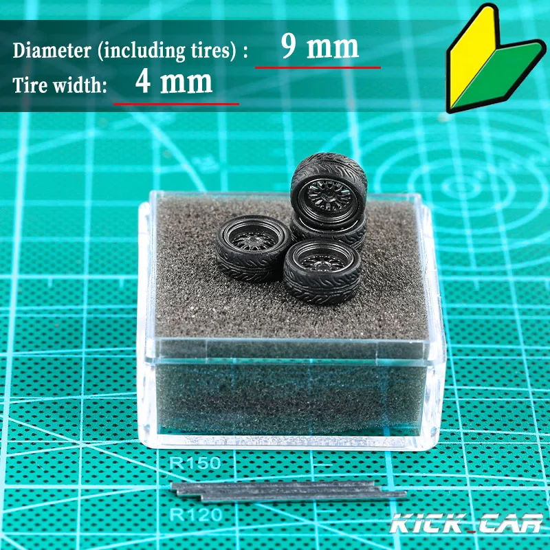 KICARMOD 1/64 ABS Grey Wheels With Rubber Tyre  Modified Parts Diameter 10mm For Model Car Racing Vehicle Toy Hotwheels Tomica