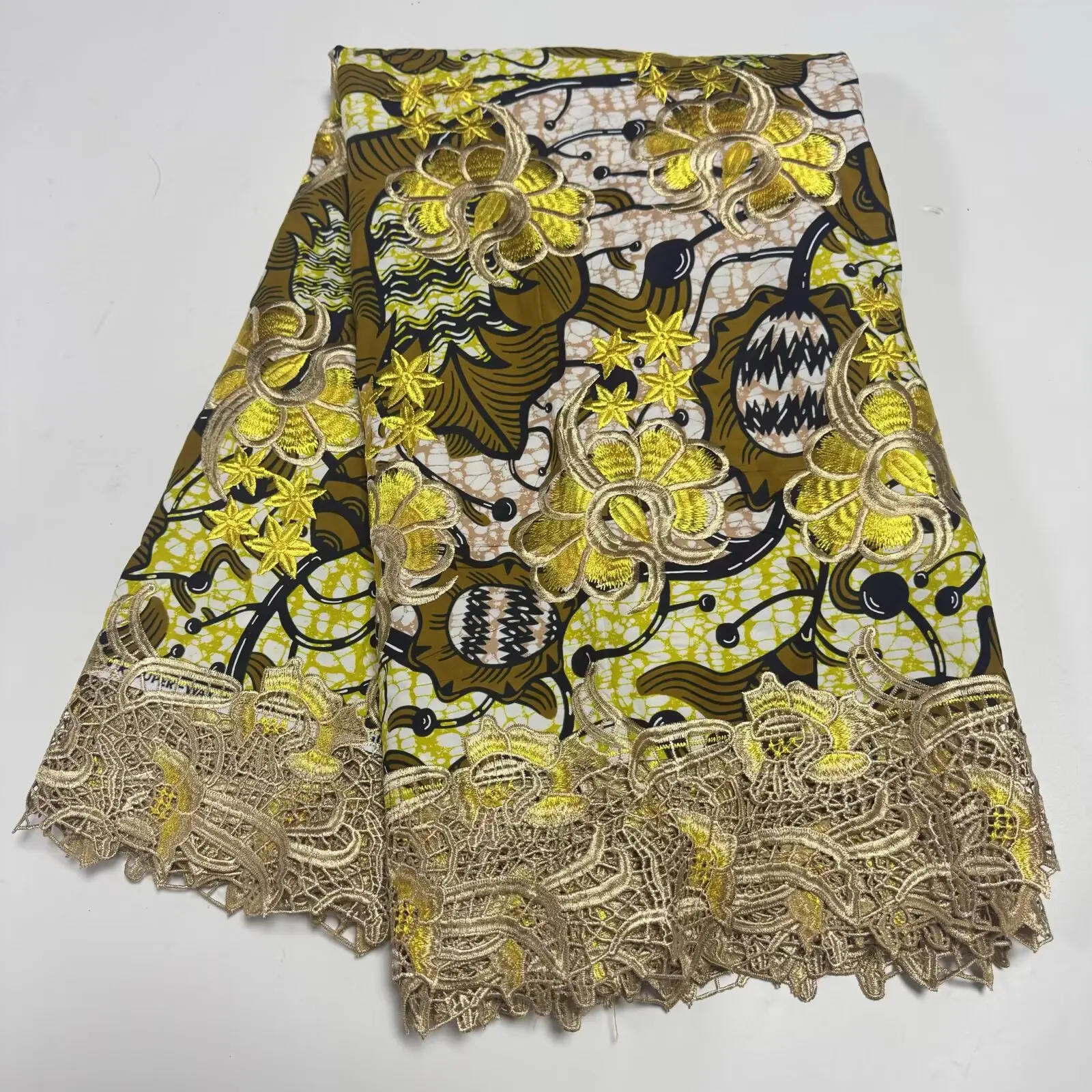 

Африканский гипюр из Анкары, кружевная ткань, новейшее нигерийское восковое кружево с блестками для шитья, классическое свадебное платье 1987