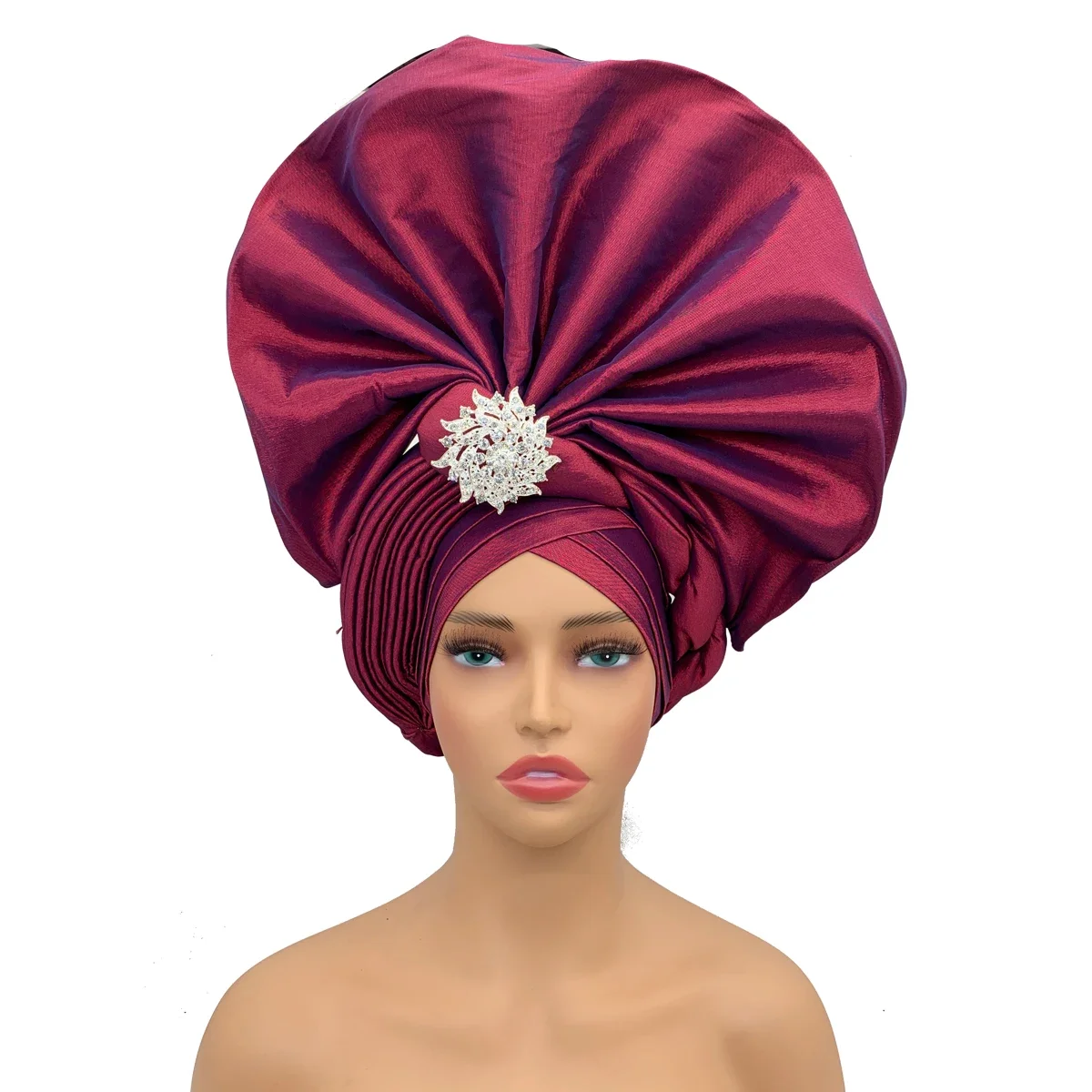 African Auto Gele Headtie Wedding Geles Party Headgear Female Head Wraps Diamond Autogele Head Ties﻿ Fashion Women\'s Turban Cap