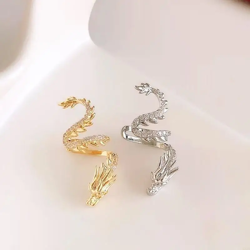 1 Pair Dragon Ear Cuff Comfortable Crystal Dragon Ear Cuff Wrap Crawler Earrings Accessory Stylish Ear Clips Studs