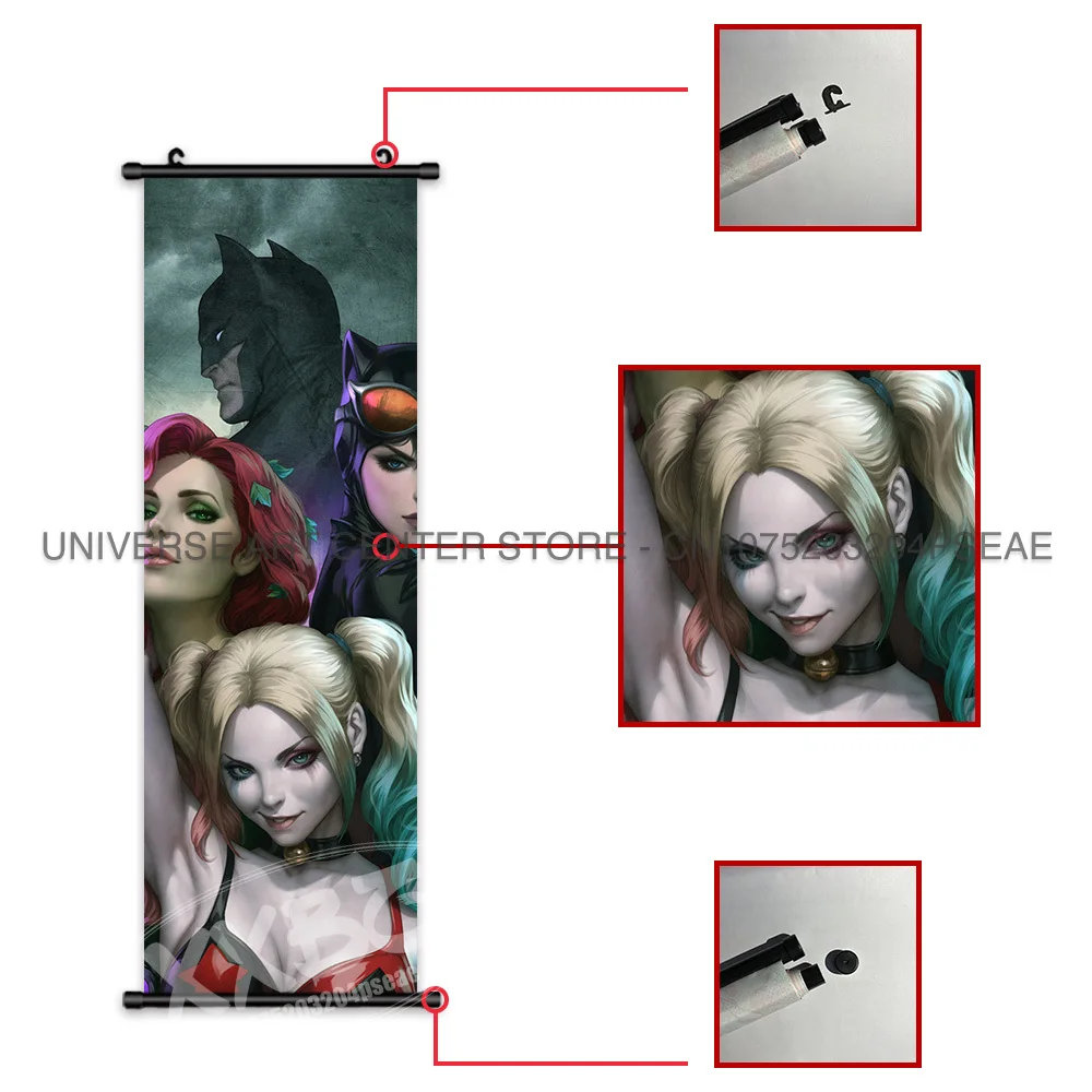 Batman Poster Joker Comics Hangende Schilderij Batgirl Home Decor Harley Quinn Muur Kunstwerk Poison Ivy Scrolls Foto Behang