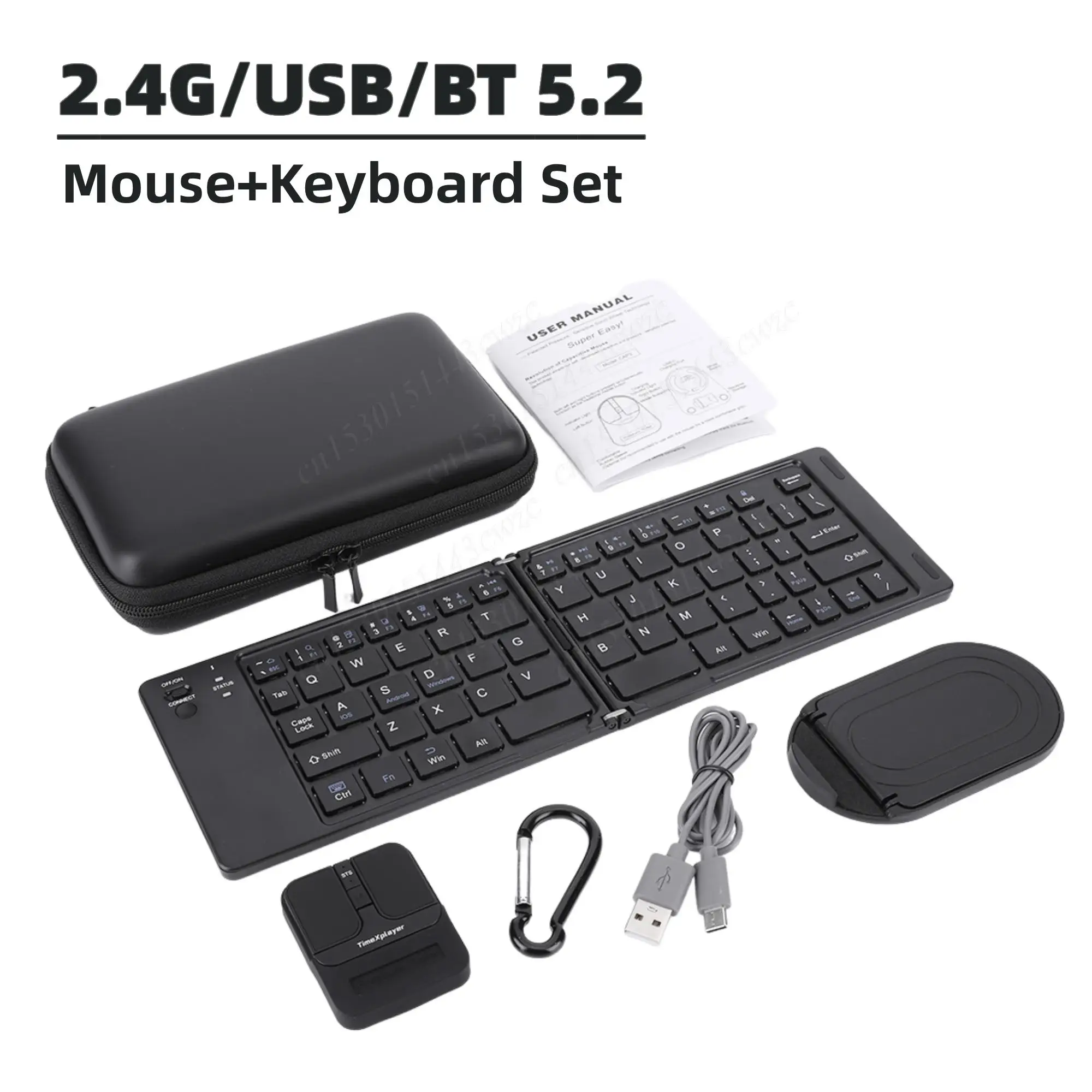 

Capacitive Mouse Folding Keyboard Set Ultra Thin Computer Mouse Dual BT 5.2/2.4G/USB Portable Wireless Mouse Set for Home Office